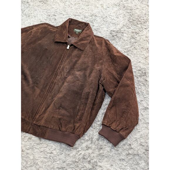 Norm Thompson Mens Brown Suede Leather Insulated Bomber Jacket Size XXL - Picture 4 of 16
